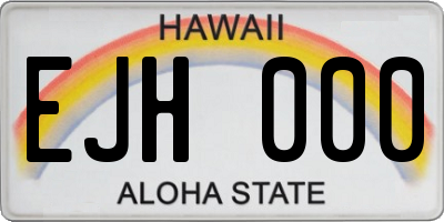 HI license plate EJH000
