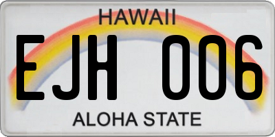 HI license plate EJH006