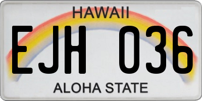 HI license plate EJH036
