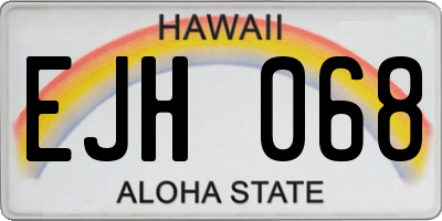 HI license plate EJH068