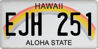 HI license plate EJH251