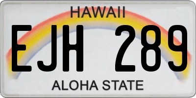 HI license plate EJH289