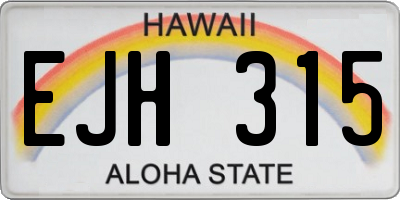 HI license plate EJH315