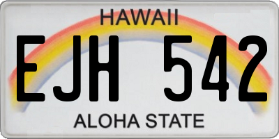HI license plate EJH542