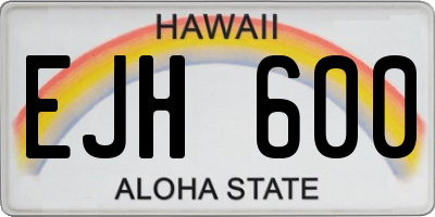 HI license plate EJH600