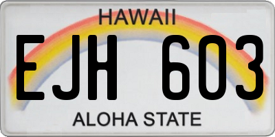 HI license plate EJH603