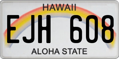 HI license plate EJH608