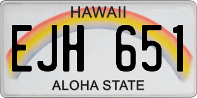 HI license plate EJH651