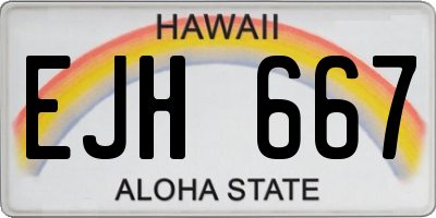 HI license plate EJH667