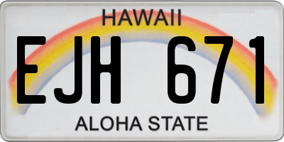 HI license plate EJH671
