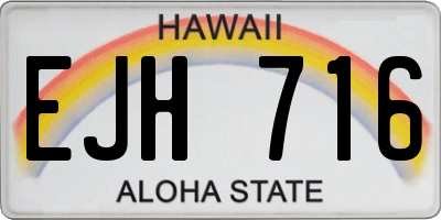 HI license plate EJH716