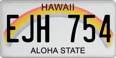 HI license plate EJH754