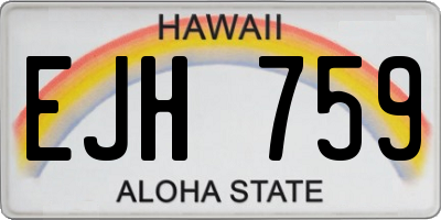 HI license plate EJH759