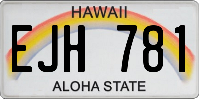 HI license plate EJH781
