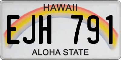 HI license plate EJH791