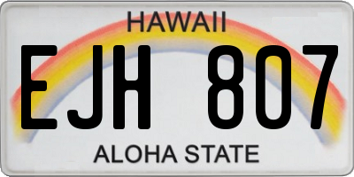 HI license plate EJH807