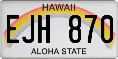 HI license plate EJH870