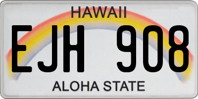 HI license plate EJH908