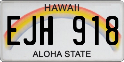 HI license plate EJH918