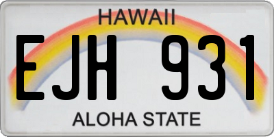 HI license plate EJH931