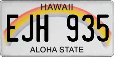 HI license plate EJH935