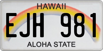 HI license plate EJH981