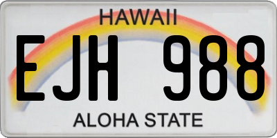 HI license plate EJH988