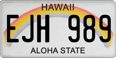 HI license plate EJH989