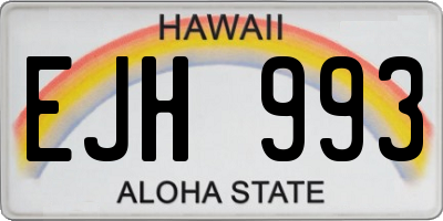HI license plate EJH993
