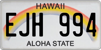 HI license plate EJH994