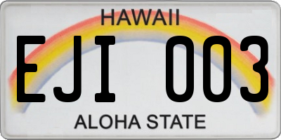 HI license plate EJI003