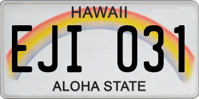HI license plate EJI031