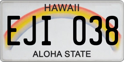 HI license plate EJI038