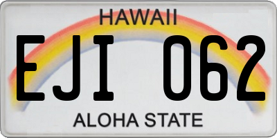 HI license plate EJI062