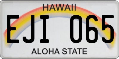 HI license plate EJI065