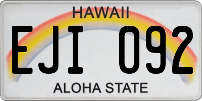 HI license plate EJI092