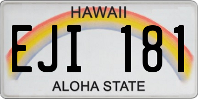 HI license plate EJI181
