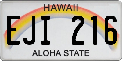 HI license plate EJI216