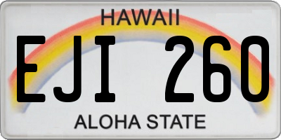 HI license plate EJI260