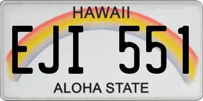 HI license plate EJI551
