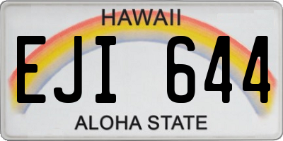 HI license plate EJI644
