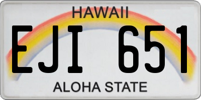 HI license plate EJI651