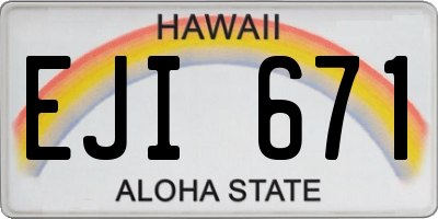 HI license plate EJI671