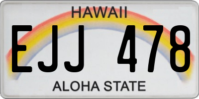 HI license plate EJJ478