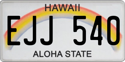 HI license plate EJJ540