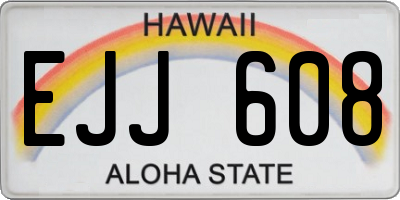 HI license plate EJJ608