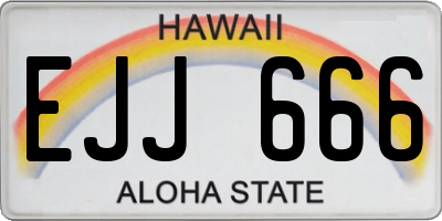 HI license plate EJJ666