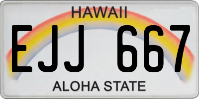 HI license plate EJJ667