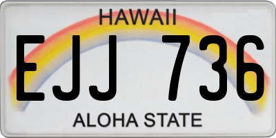 HI license plate EJJ736