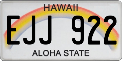 HI license plate EJJ922